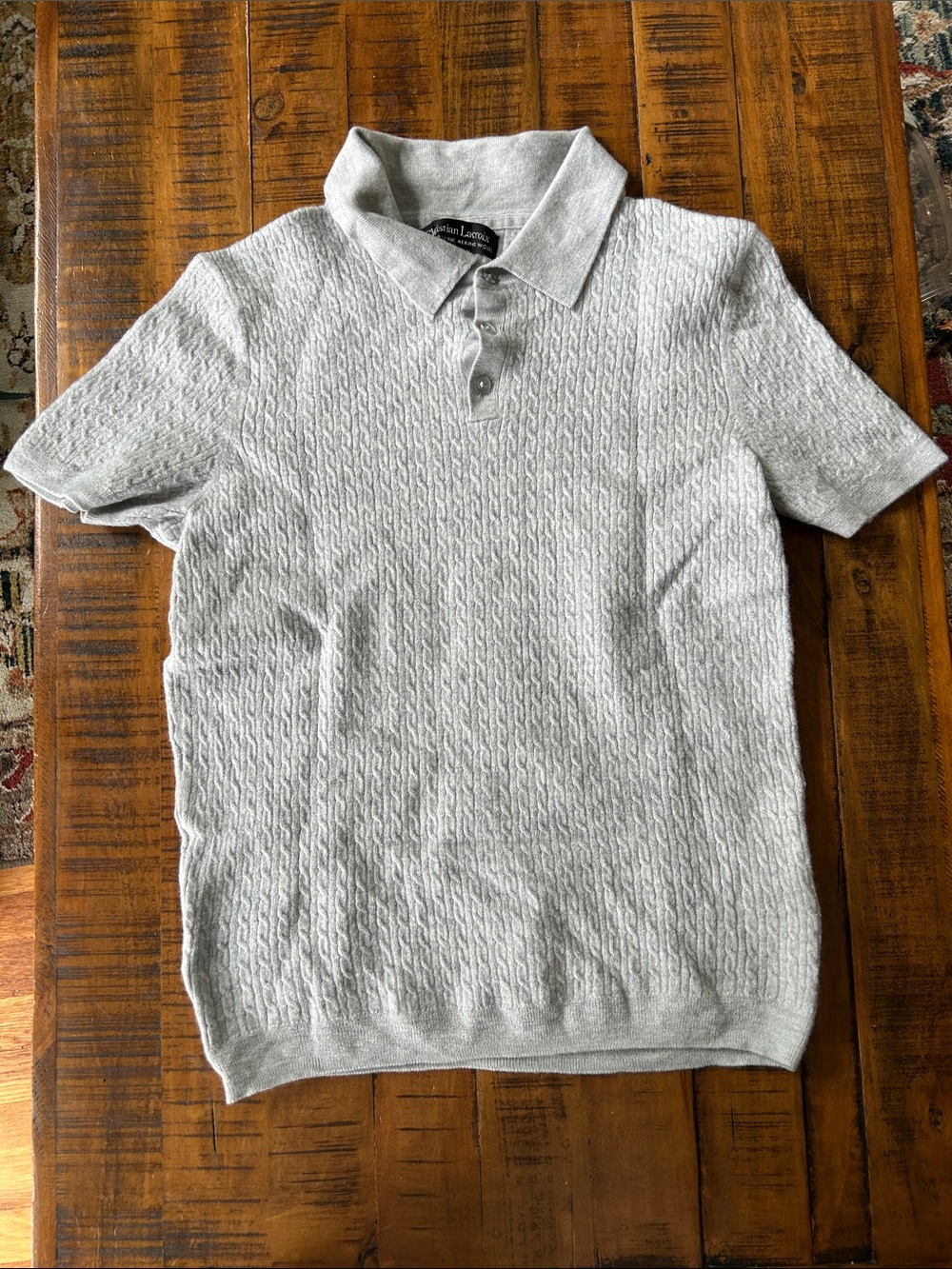Christian Lacroix Light Gray Cable Knit Polo Shirt